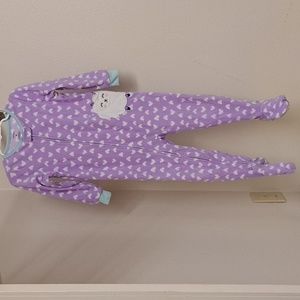 Carter's Girls One-Piece Footed Pajamas - 3T - Lavender w/ Sheep & White Hearts